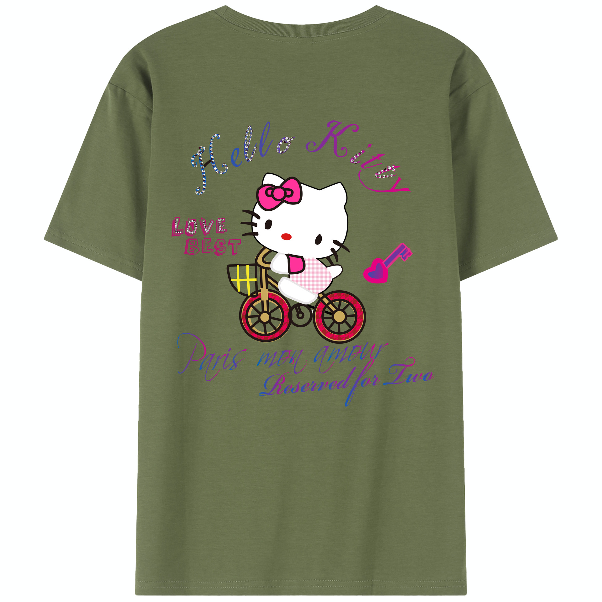（画像用） Hello Kitty ハローキティ 綿100％半袖Tシャツ（背面プリント）